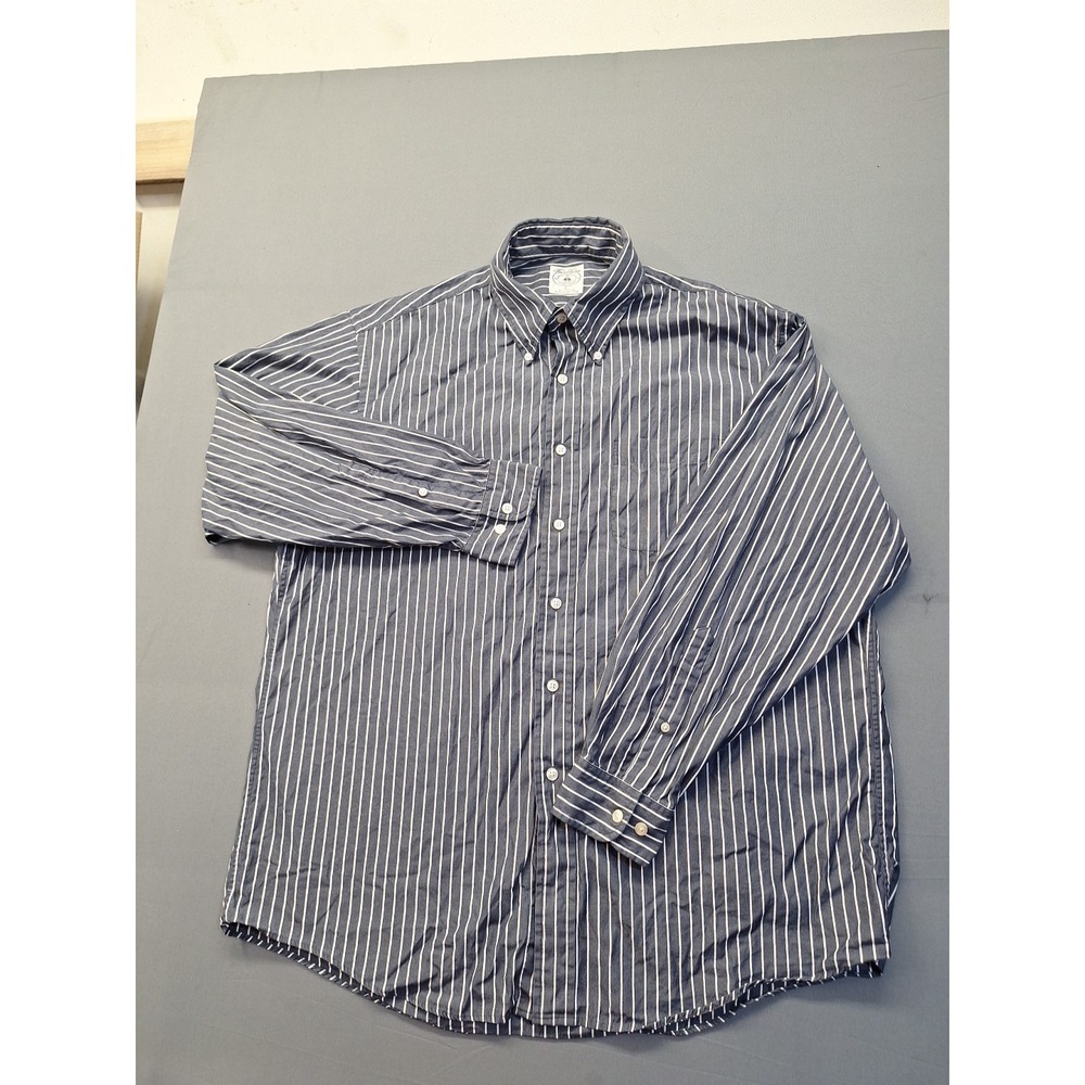 Brooks Brothers Large Grey Striped Sport Shirt Preppy Office Casual County Club - Picture 2 of 8